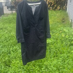 J. Jill Navy Long-Sleeve Denim Shirt Dress